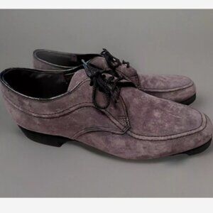 Hush Puppies Shoes Oxford Loafer Suede Women Size 8M Gray/Brown Lace Up ¼" Heel